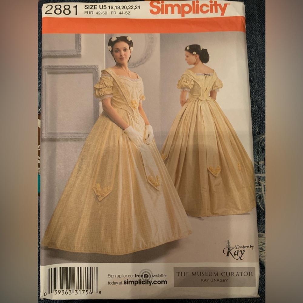 Simplicity Museum Curator mid 1800’s Gown Pattern NEW Sizes 16-24